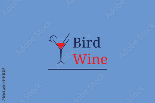 Unique logo combination of birds and wine. bird wine icon.