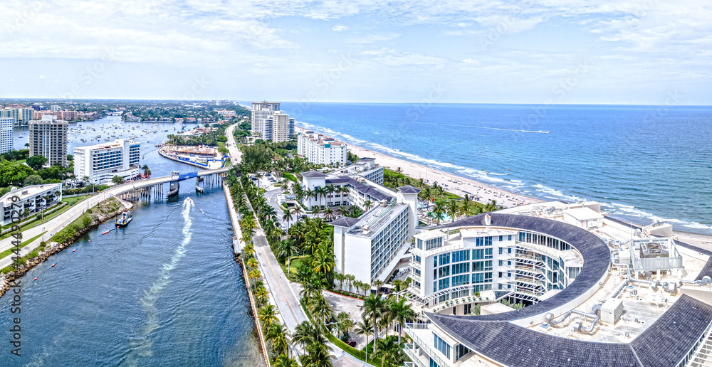 City of Boca Raton, Florida with beach and ocean