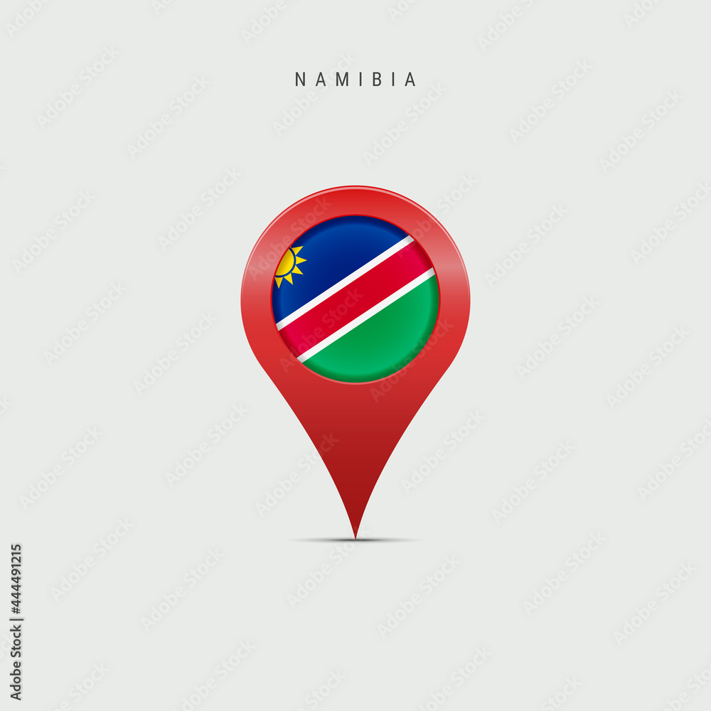 Teardrop map marker with flag of Namibia. Vector illustration Teardrop map marker with flag of Namibia. Vector illustration