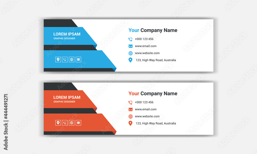 Email signature template design. Creative business email signature banner Email signature template design. Creative business email signature banner