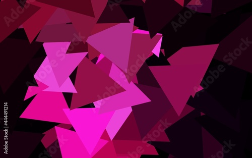 Dark Pink vector background with triangles.