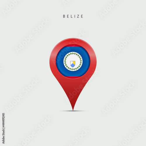Teardrop map marker with flag of Belize. Vector illustration