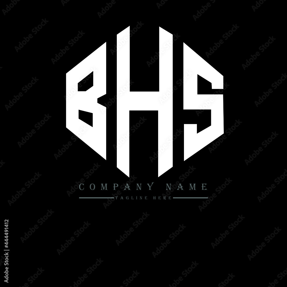 Vektorová grafika „BHS letter logo design with polygon shape. BHS