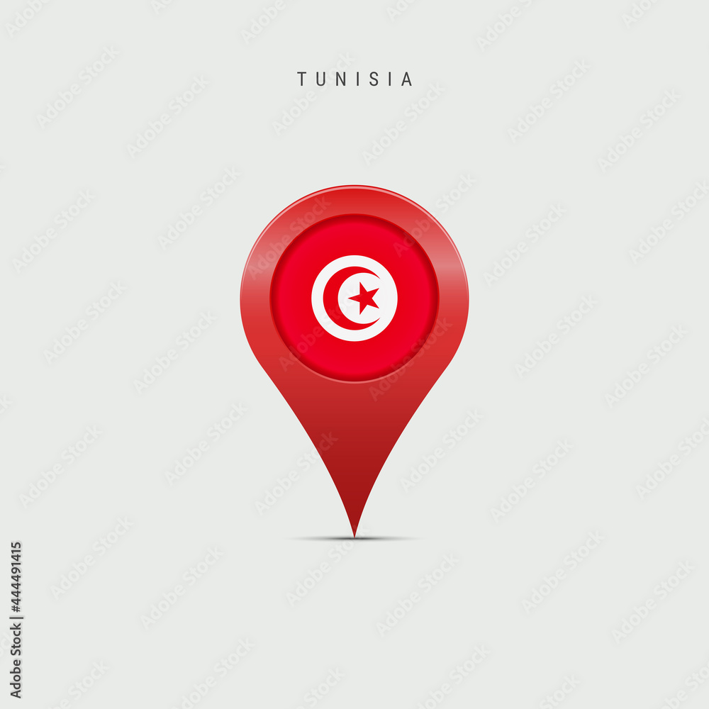 Teardrop map marker with flag of Tunisia. Vector illustration Teardrop map marker with flag of Tunisia. Vector illustration