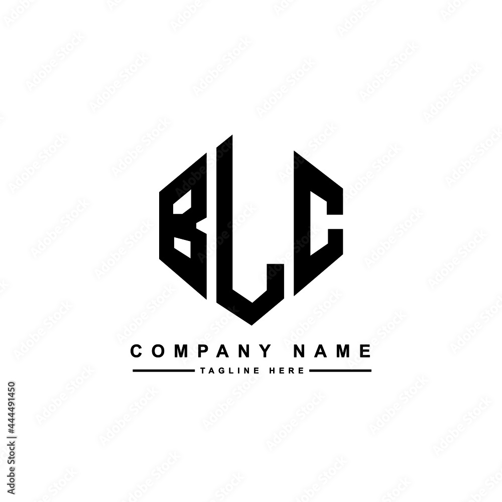 Obraz premium BLC letter logo design with polygon shape. BLC polygon logo monogram. BLC cube logo design. BLC hexagon vector logo template white and black colors. BLC monogram, BLC business and real estate logo. 