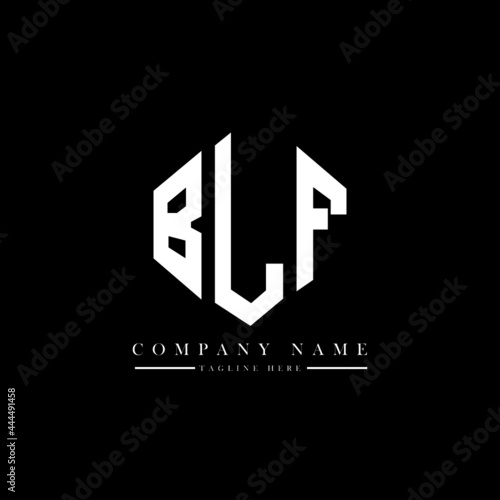 BLF letter logo design with polygon shape. BLF polygon logo monogram. BLF cube logo design. BLF hexagon vector logo template white and black colors. BLF monogram, BLF business and real estate logo.  photo