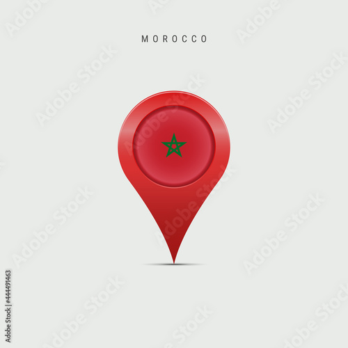Teardrop map marker with flag of Morocco. Vector illustration