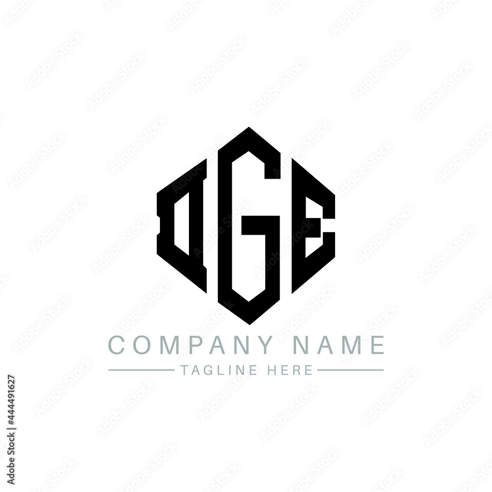 DGE letter logo design with polygon shape. DGE polygon logo monogram. DGE cube logo design. DGE hexagon vector logo template white and black colors. DGE monogram, DGE business and real estate logo. 