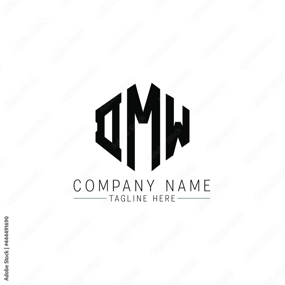 DMW letter logo design with polygon shape. DMW polygon logo monogram. DMW cube logo design. DMW hexagon vector logo template white and black colors. DMW monogram, DMW business and real estate logo. 