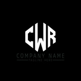 CWR letter logo design with polygon shape. CWR polygon logo monogram. CWR cube logo design. CWR hexagon vector logo template white and black colors. CWR monogram, CWR business and real estate logo. 