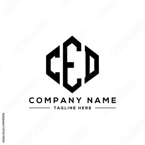 CED letter logo design with polygon shape. CED polygon logo monogram. CED cube logo design. CED hexagon vector logo template white and black colors. CED monogram, CED business and real estate logo. 