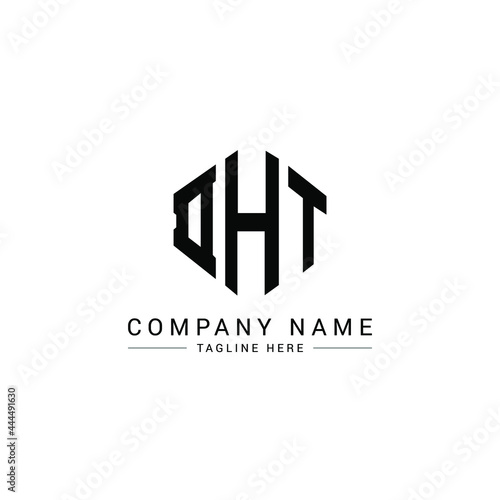 DHT letter logo design with polygon shape. DHT polygon logo monogram. DHT cube logo design. DHT hexagon vector logo template white and black colors. DHT monogram, DHT business and real estate logo.  photo