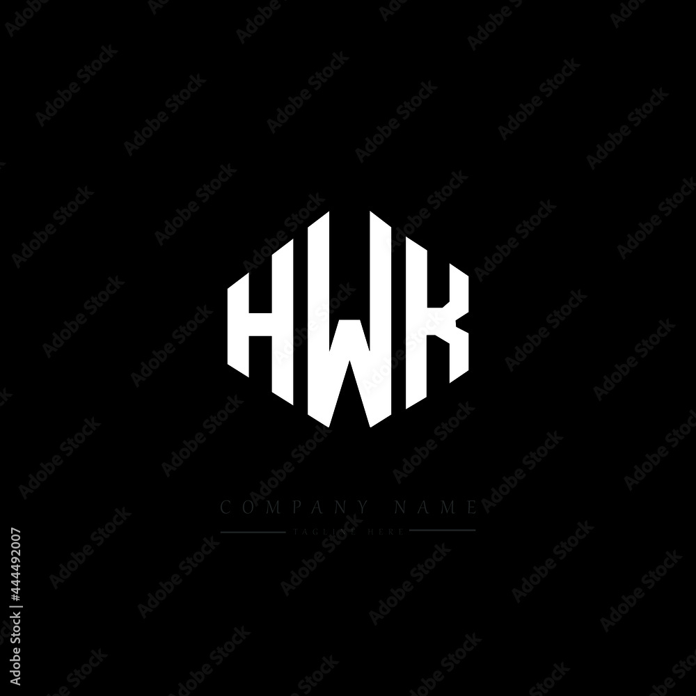 HWK letter logo design with polygon shape. HWK polygon logo monogram. HWK cube logo design. HWK hexagon vector logo template white and black colors. HWK monogram, HWK business and real estate logo. 