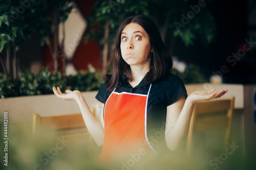 Canvastavla Clueless Puzzled Fast-Food Manager Standing in a Restaurant