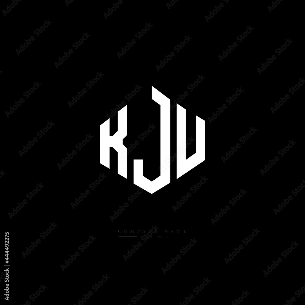 KJU letter logo design with polygon shape. KJU polygon logo monogram. KJU cube logo design. KJU hexagon vector logo template white and black colors. KJU monogram, KJU business and real estate logo. 