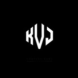 KVJ letter logo design with polygon shape. KVJ polygon logo monogram. KVJ cube logo design. KVJ hexagon vector logo template white and black colors. KVJ monogram, KVJ business and real estate logo. 