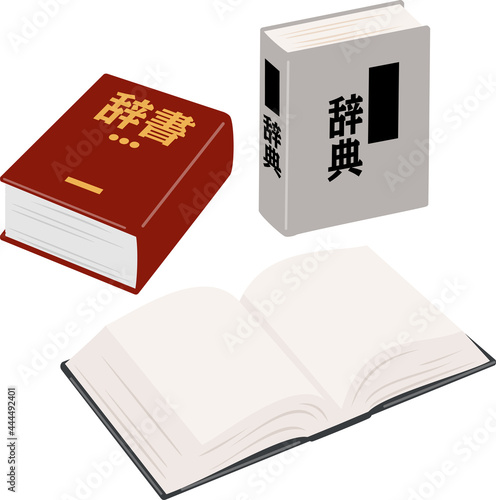 開いた辞書、辞典