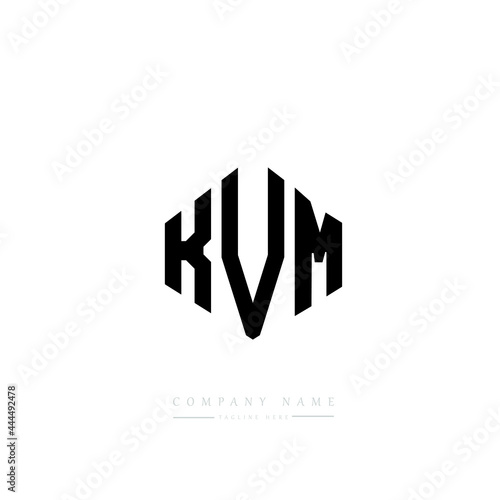 KVM letter logo design with polygon shape. KVM polygon logo monogram. KVM cube logo design. KVM hexagon vector logo template white and black colors. KVM monogram, KVM business and real estate logo.  photo