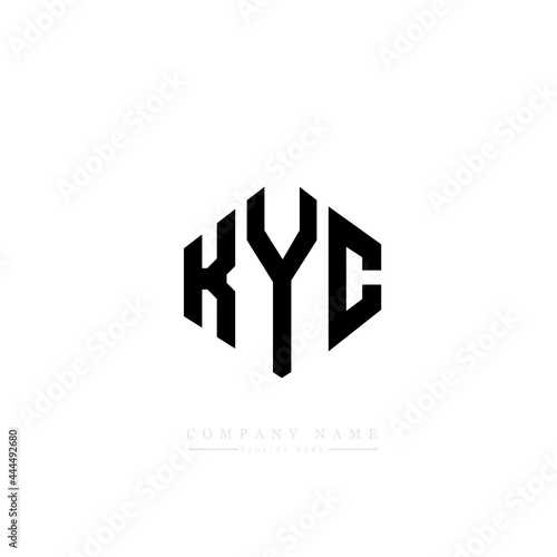 KYC letter logo design with polygon shape. KYC polygon logo monogram. KYC cube logo design. KYC hexagon vector logo template white and black colors. KYC monogram, KYC business and real estate logo. 