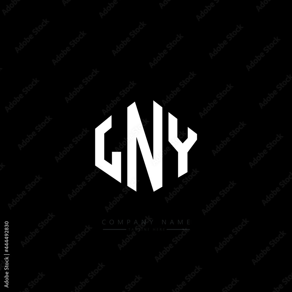 Fototapeta premium LNY letter logo design with polygon shape. LNY polygon logo monogram. LNY cube logo design. LNY hexagon vector logo template white and black colors. LNY monogram, LNY business and real estate logo. 