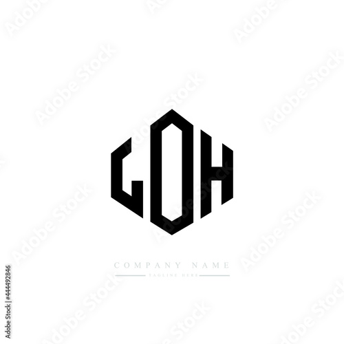 LOH letter logo design with polygon shape. LOH polygon logo monogram. LOH cube logo design. LOH hexagon vector logo template white and black colors. LOH monogram, LOH business and real estate logo.  photo