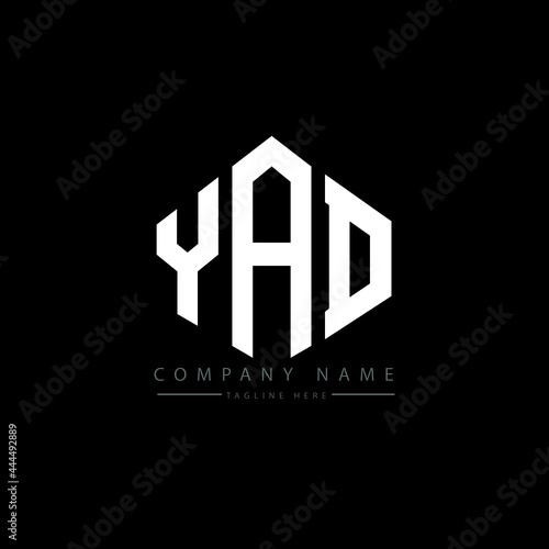 YAD letter logo design with polygon shape. YAD polygon logo monogram. YAD cube logo design. YAD hexagon vector logo template white and black colors. YAD monogram, YAD business and real estate logo. 