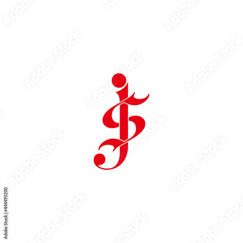 letter js simple linked curves 3d flat logo vector