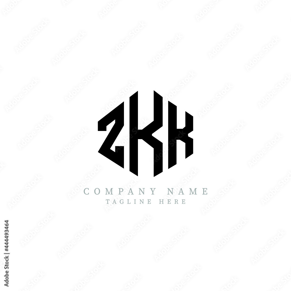 Fototapeta premium ZKK letter logo design with polygon shape. ZKK polygon logo monogram. ZKK cube logo design. ZKK hexagon vector logo template white and black colors. ZKK monogram, ZKK business and real estate logo. 