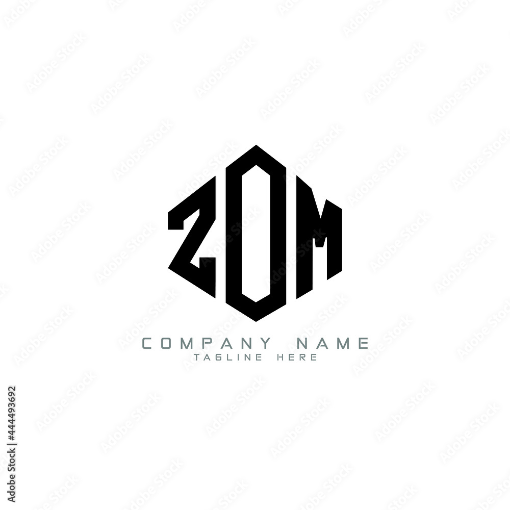 ZOM letter logo design with polygon shape. ZOM polygon logo monogram. ZOM cube logo design. ZOM hexagon vector logo template white and black colors. ZOM monogram, ZOM business and real estate logo. 