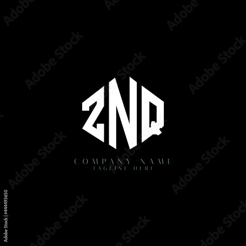 ZNQ letter logo design with polygon shape. ZNQ polygon logo monogram. ZNQ cube logo design. ZNQ hexagon vector logo template white and black colors. ZNQ monogram, ZNQ business and real estate logo. 