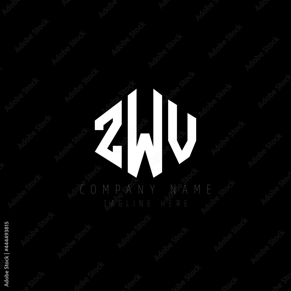 Obraz premium ZWV letter logo design with polygon shape. ZWV polygon logo monogram. ZWV cube logo design. ZWV hexagon vector logo template white and black colors. ZWV monogram, ZWV business and real estate logo. 