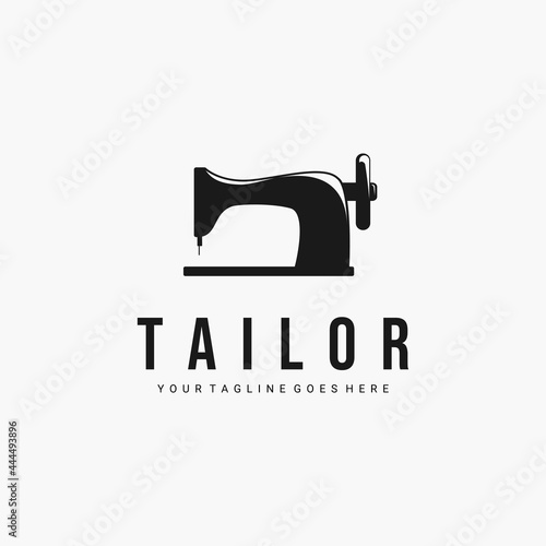 Tailor logo vector illustration design. sewing machine logo concept