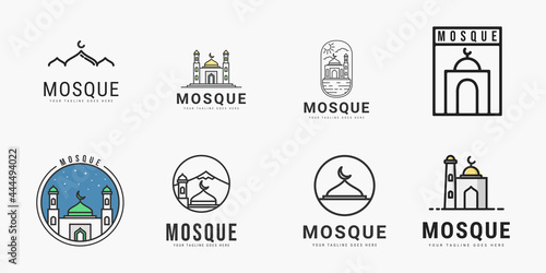 Set of mosque badge logo vector illustration design