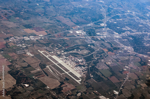 Aerial view of Abilene, Texas, with Dyess Air Force Base, approaching from Southwest