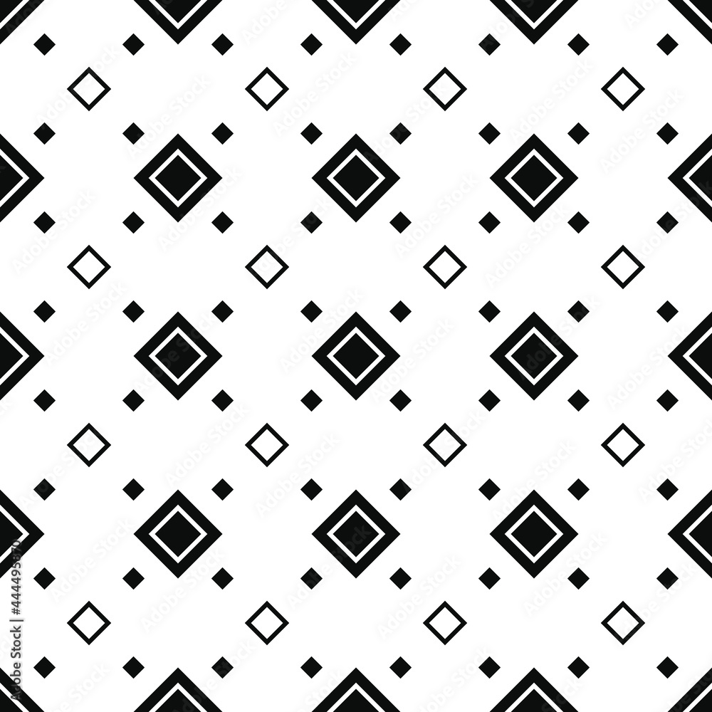 Large black and small white rhombuses. Vector simple wallpaper ornament.