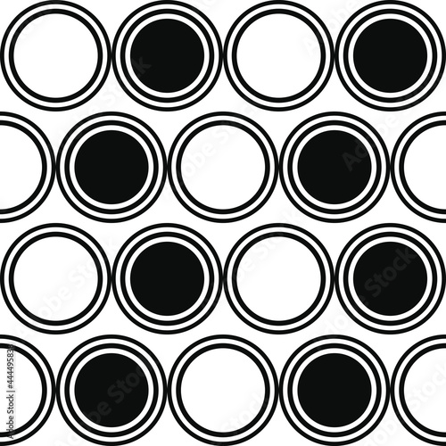 Black and white checkers make a simple pattern. Vector rounded shapes. Checker circles.