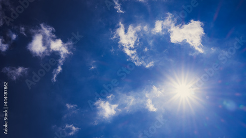 【自然風景】晴れの日の青空と雲　背景素材
