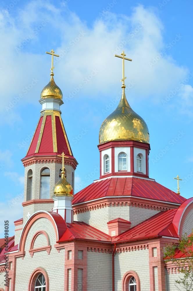 Orenburg, Russia: Gilded dome of the Christian Orthodox Church in the summer 