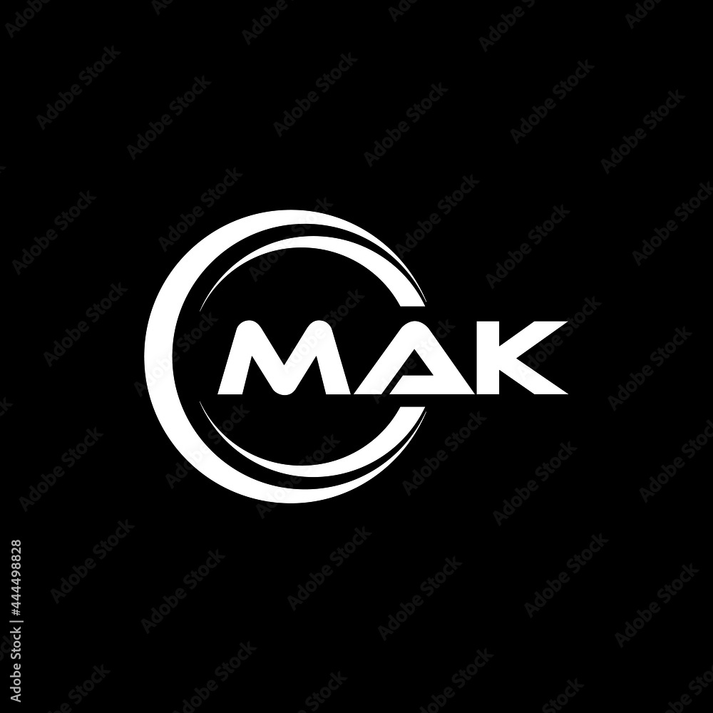 MAK letter logo design with black background in illustrator, vector logo modern alphabet font overlap style. calligraphy designs for logo, Poster, Invitation, etc. - obrazy, fototapety, plakaty 