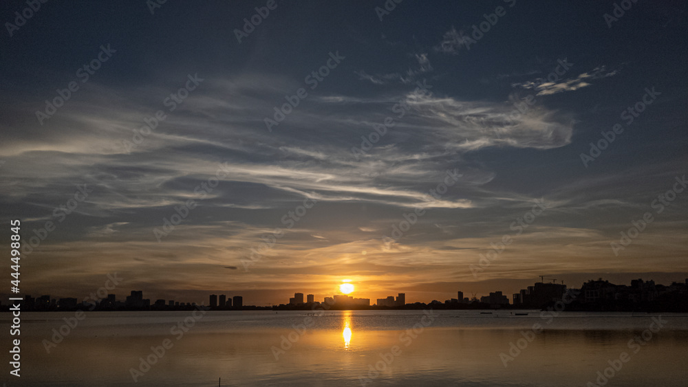 Peaceful sunset sky on West Lake in Hanoi, Vietnam - Sunset sky wallpaper - Afternoon wallpaper - Nature
