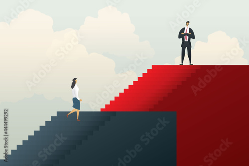 Different inequal career opportunities between business people. illustration Vector