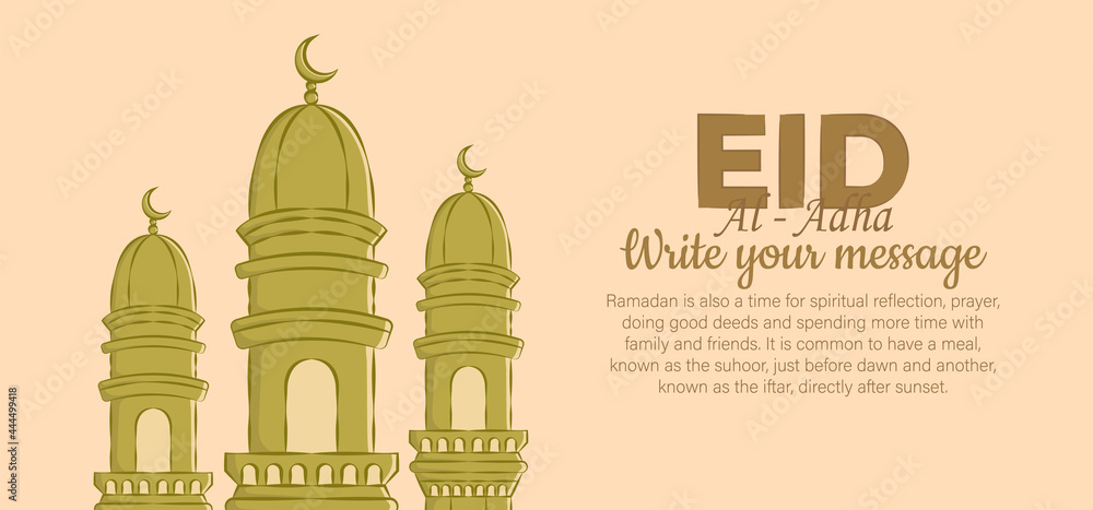 Eid Al Adha Celebration of Muslim holiday the sacrifice a camel, sheep and goat. Can used for landing page, template, ui, web, mobile app, poster, banner, flyer, background.