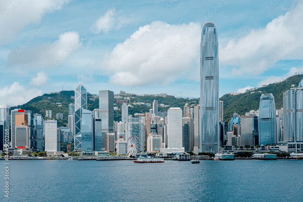 Fototapeta premium Panorama of Victoria Harbor of Hong Kong