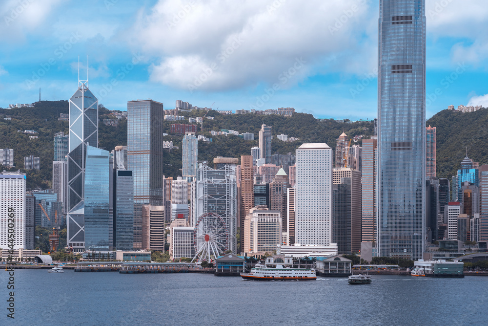 Fototapeta premium Panorama of Victoria Harbor of Hong Kong