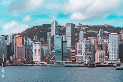 Canvas Print Panorama of Victoria Harbor of Hong Kong