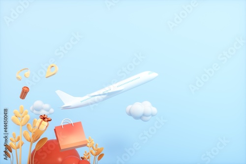 3D rendering of the background of the travel concept