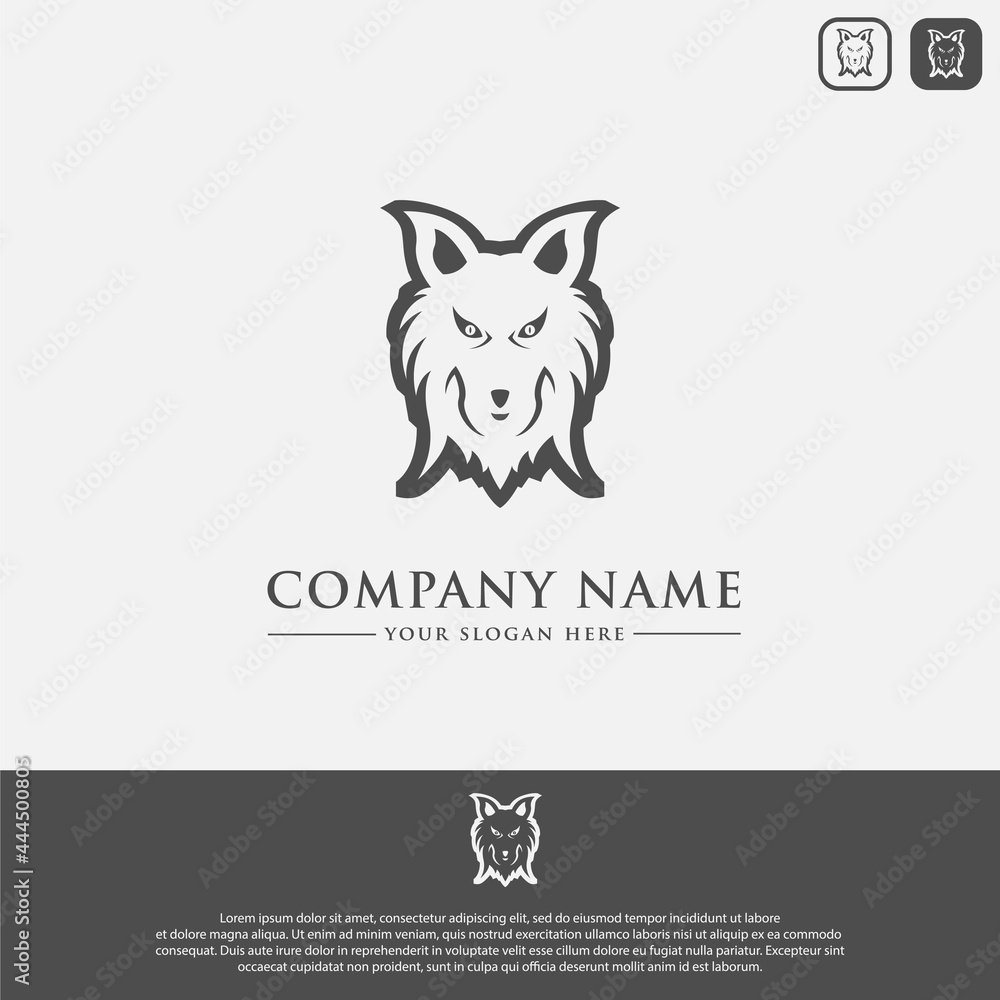 black and white wolf logo design template, suitable for sports logo icons