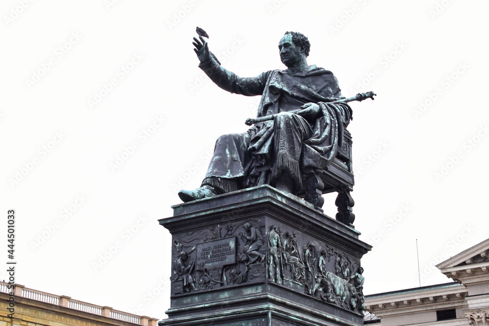 Maximilian Joseph's statue in front of the National Theatre. Locate in Munich, Germany.