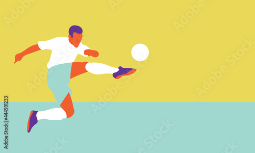 Football soccer player in action isolated background. Flat vector illustration.