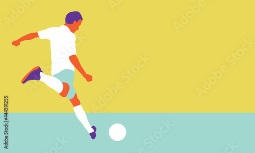 Fototapeta Naklejka Na Ścianę i Meble -  Football soccer player in action isolated background. Flat vector illustration.